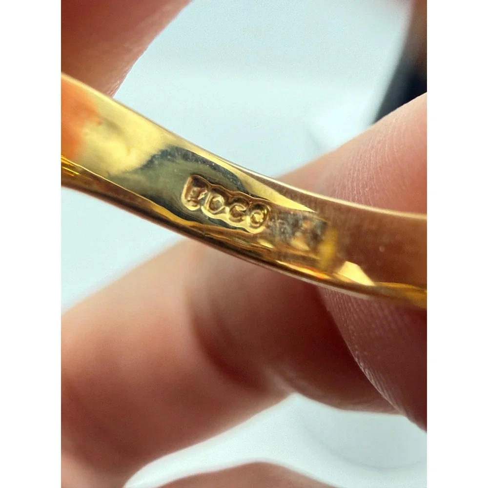 EDCO Gold Tone Champagne Marquise Bypass Ring with Clear Accents Size 6.25